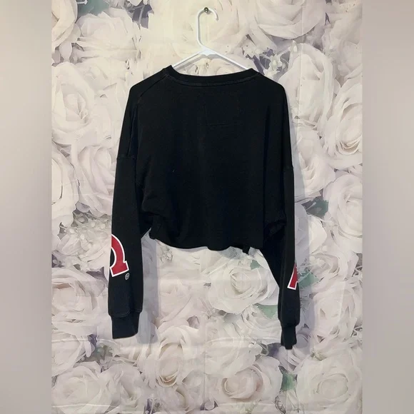 Indiana Hoosiers University Black Split Cropped Crew neck Sweatshirt Size Small - Picture 6 of 7